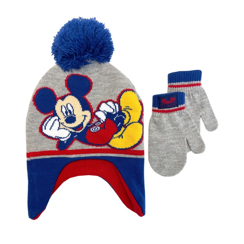 Toddler Boys Mickey Mouse Hat and‎ Mitten Set 2-Piece - One Size